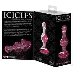 Icicles č. 75 - ružový sklenený anál srdiečkový plug