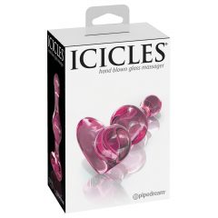   Icicles No. 75 - srdcový, sklenený análny dildo (ružový)