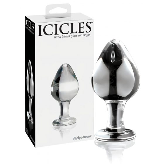 Icicles No. 25 - kužeľovitý, sklenený análny dildo (priehľadný)