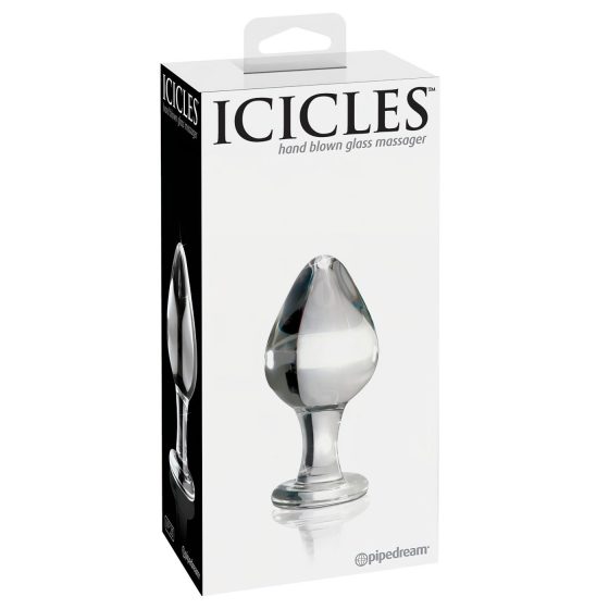 Icicles No. 25 - kužeľovitý, sklenený análny dildo (priehľadný)