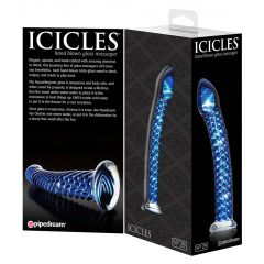   Icicles No. 29 - špirálové sklenené dildo s penisom (modré)