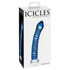   Icicles No. 29 - špirálové sklenené dildo s penisom (modré)