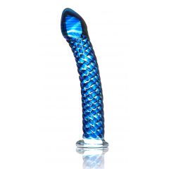   Icicles No. 29 - špirálové sklenené dildo s penisom (modré)