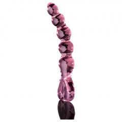   Icicles No. 43 - perličkový, srdiečkový sklenený dildo (ružový)