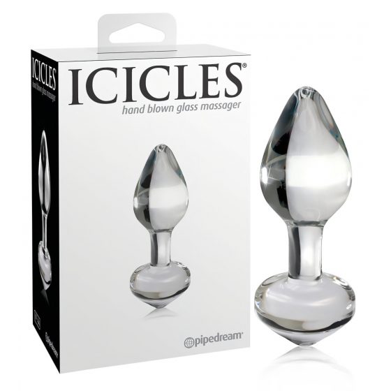 Icicles No. 44 - kužeľovitý, sklenený análny dildo (priehľadný)