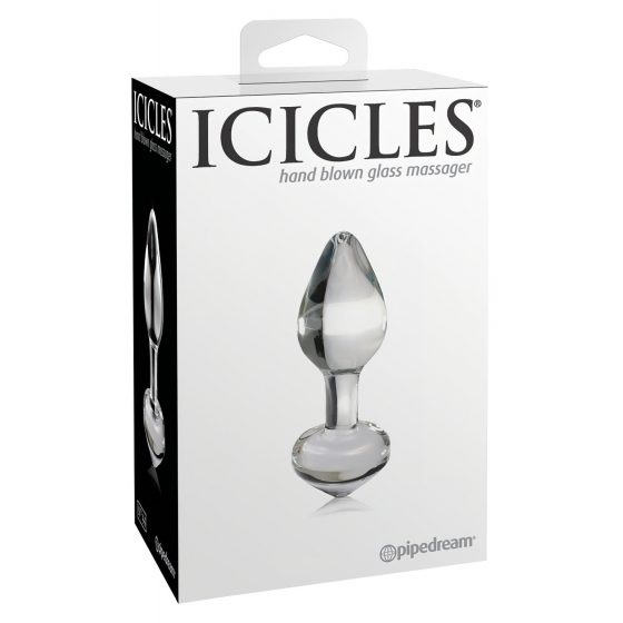 Icicles No. 44 - kužeľovitý, sklenený análny dildo (priehľadný)