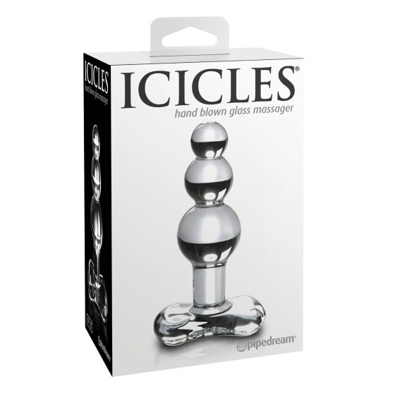 Icicles No. 47 - trojitý perlami, sklenené análne dildo (priehľadné)