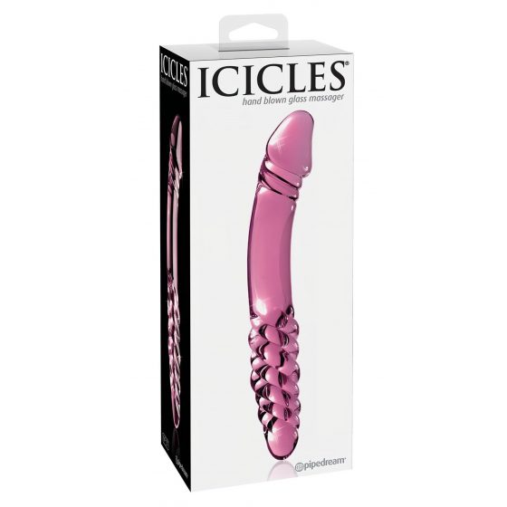 Icicles No. 57 - obojstranné sklenené dildo v tvare penisu (ružové)