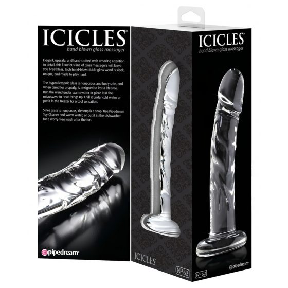 Icicles No. 62 - sklenené dildo s penisovým tvarom (priehľadné)