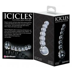   Icicles No. 66 - zahnuté, guľaté, sklenené dildo (priehľadné)