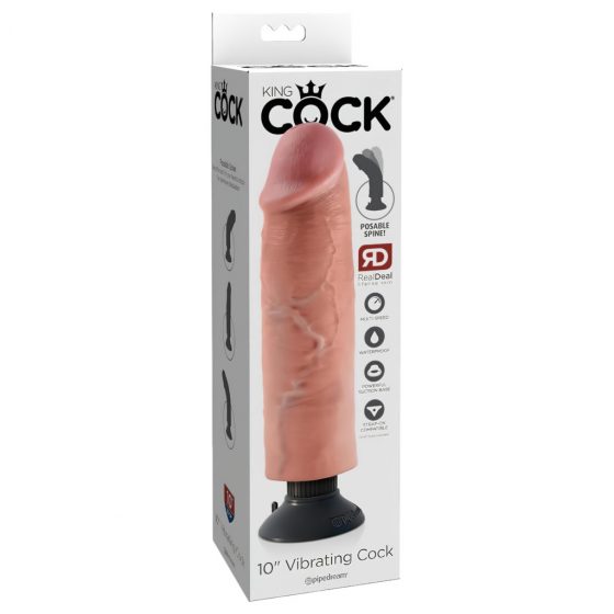 / King Cock 10 - flexibilné dildo s vankúšikmi (25 cm) - prírodné