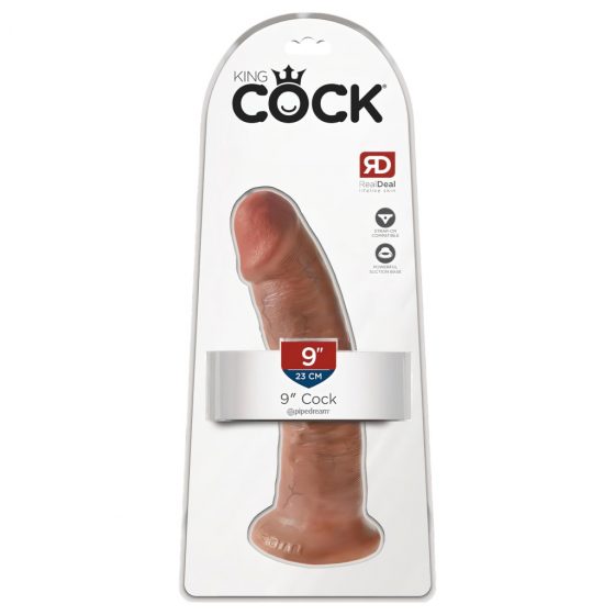 King Cock 9 - prísavkový realistický dildo (23 cm) - tmavá prírodná