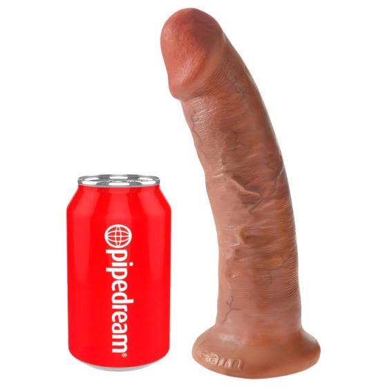 King Cock 9 - prísavkový realistický dildo (23 cm) - tmavá prírodná