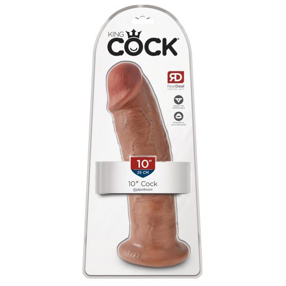 King Cock 10 - veľké dildo s prísavkou (25 cm) - tmavá prírodná farba