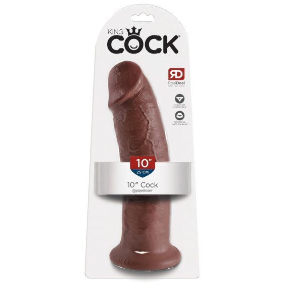 King Cock 10 - veľké dildo s prísavkou (25 cm) - hnedé