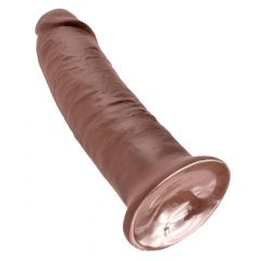   King Cock 10 - veľké dildo so semenníkmi s prísavkou (25cm) - hnedé