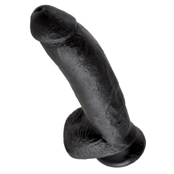 King Cock 9 - veľký prísavkový dildo s semenníkmi (23 cm) - čierny