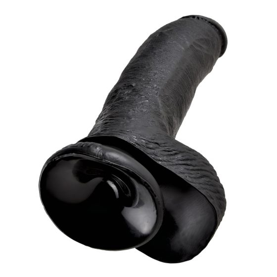 King Cock 9 - veľký prísavkový dildo s semenníkmi (23 cm) - čierny