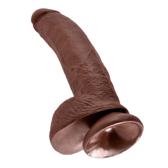 King Cock 9 - veľký prísavkový dildo s semenníkmi (23 cm) - hnedý