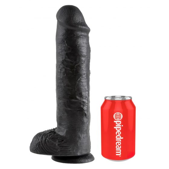 King Cock 11 - veľké upínacie dildo na semenníky (28 cm) - čierne