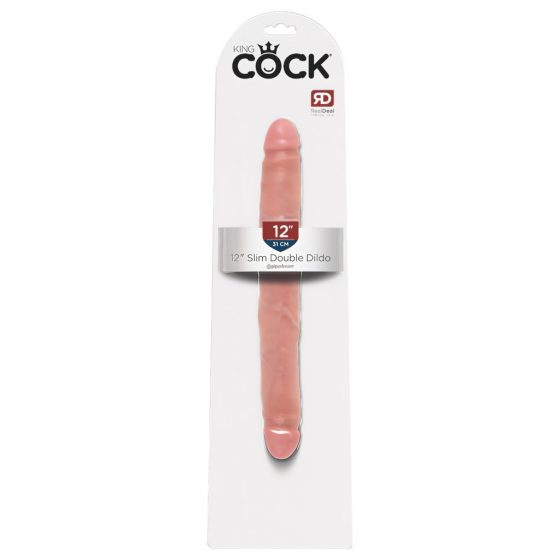 King Cock 12 Slim - realistické dvojité dildo (31 cm) - naturálna farba