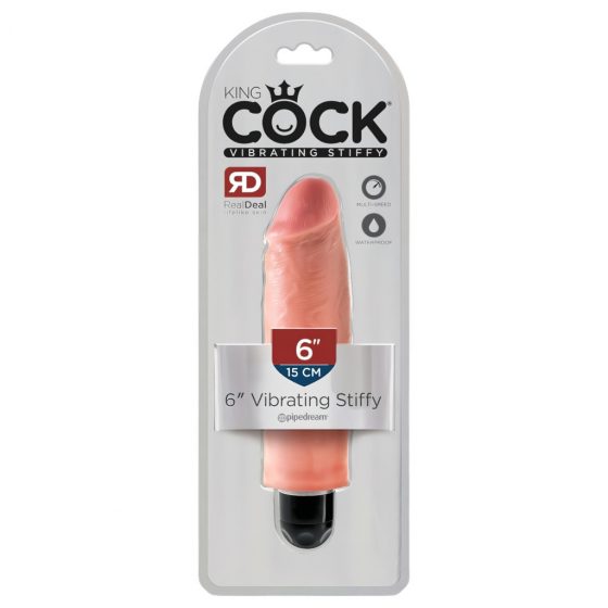 King Cock 6 Stiffy - vodotesný, realistický vibrátor (15 cm) - telová farba