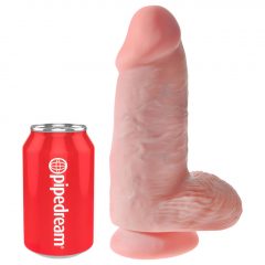   King Cock 9 Chubby - prísavkový, semenníkový dildo (23 cm) - prírodný