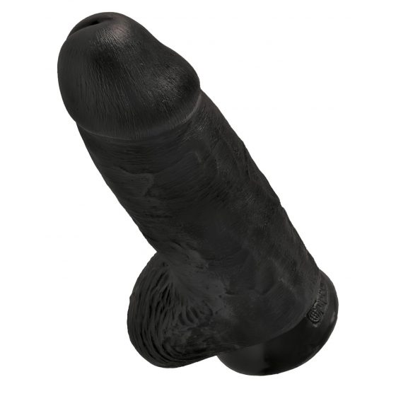 King Cock 9 Chubby - prísavkový, s guľkami dildo (23 cm) - čierny