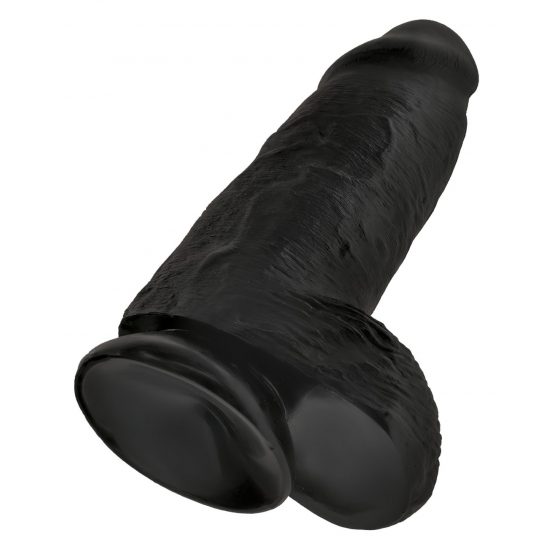 King Cock 9 Chubby - prísavkový, s guľkami dildo (23 cm) - čierny