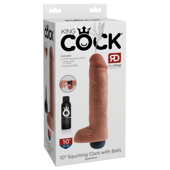 King Cock 10 - realistické striekajúce dildo (25cm) - telová farba