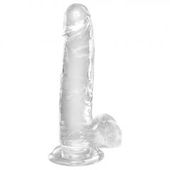 King Cock Clear 7 - upínacie, testikulárne dildo (18 cm)