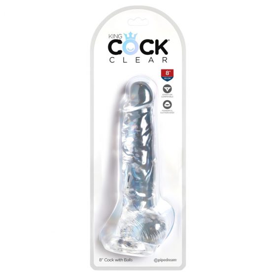 King Cock Clear 8 - upínací, testikulárny vibrátor (20 cm)