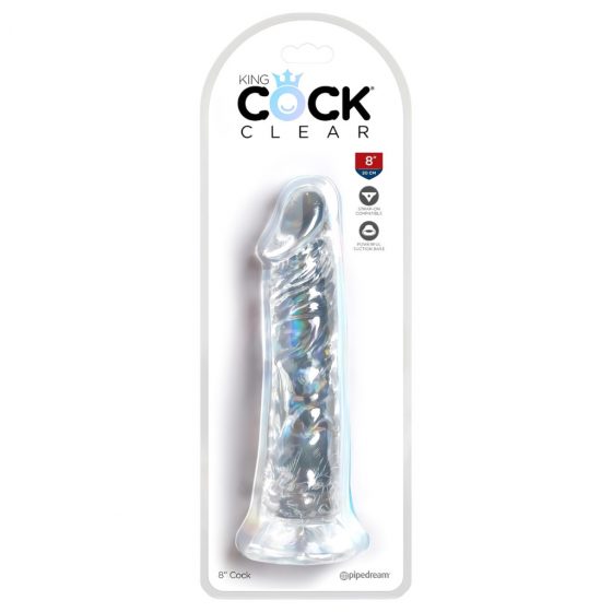 King Cock Clear 8 - prísavný, veľký dildo (20 cm)