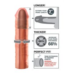   X-TENSION Mega 3 - realistický návlek na penis (22,8cm) - prírodný