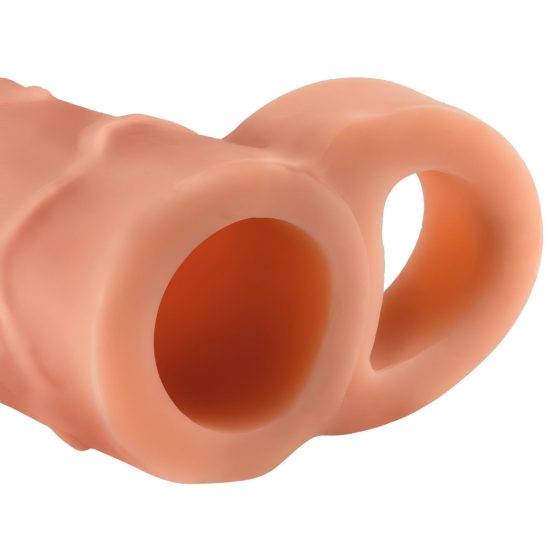 X-TENSION Perfect 2 - návlek na penis s krúžkom na semenníky (19cm) - prírodný