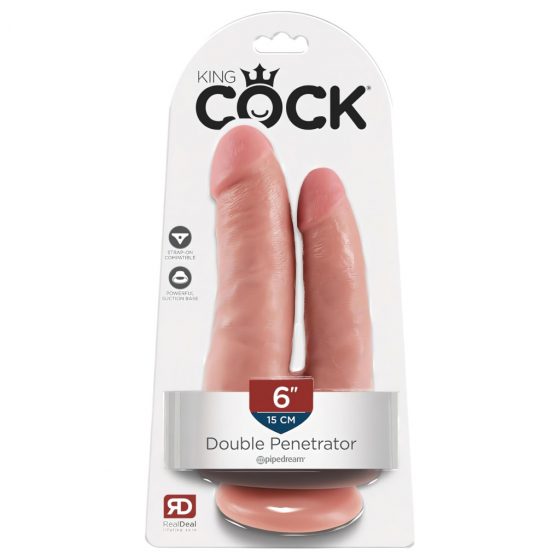 King Cock Double Penetrator - realistické dvojité dildo (prírodná farba)