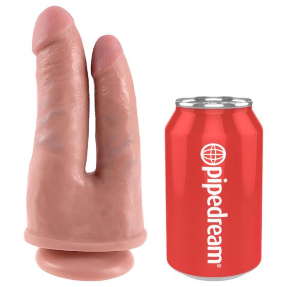 King Cock Double Penetrator - realistické dvojité dildo (prírodná farba)