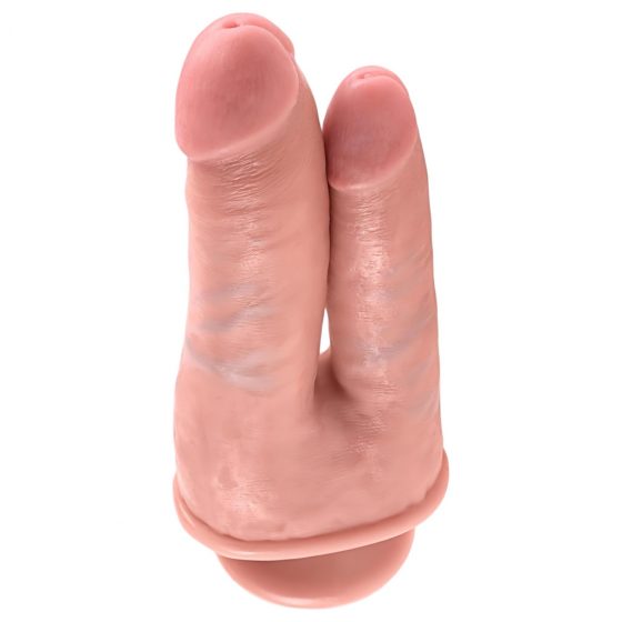 King Cock Double Penetrator - realistické dvojité dildo (prírodná farba)