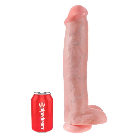 King Cock 15 - prísavkový, s semenníkmi dildo (38 cm) - prírodný