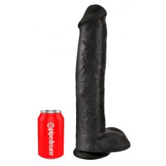   King Cock 15 - prísavný dildo s semenníkmi (38 cm) - čierny