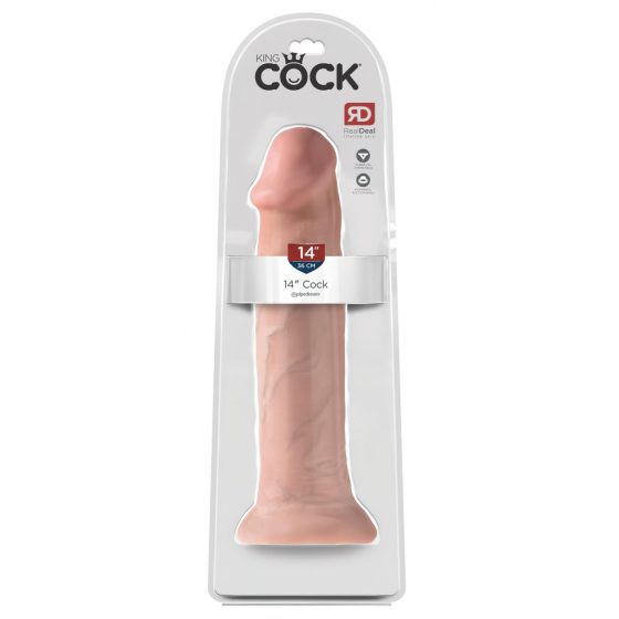 King Cock 14 - veľké dildo so svorkou (36 cm) - prírodné