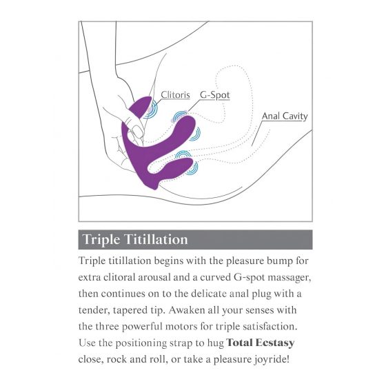 3Some total ecstasy - bezdrôtový, rádiom ovládaný trojitý vibrátor (fialový)