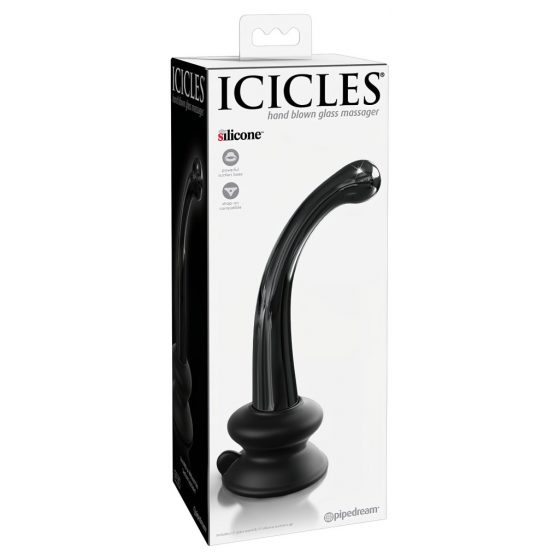 / Icicles No. 87 - Sklenené dildo G+P-point (čierne)