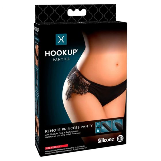 HOOKUP Princess Panty - vibračné nohavičky na batérie (čierne)