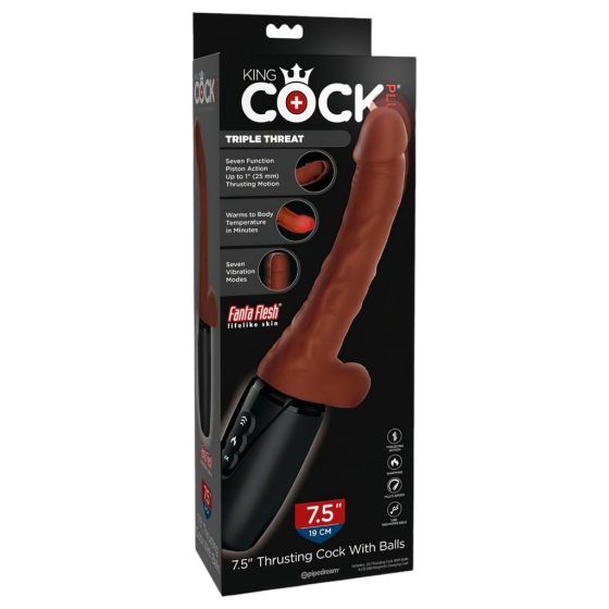 King Cock Plus 7,5 - vibrátor na zatláčanie semenníkov (hnedý)