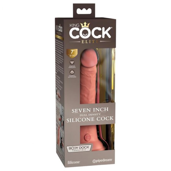 King Cock Elite 7- upínací, realistický vibrátor (18 cm) - prírodný