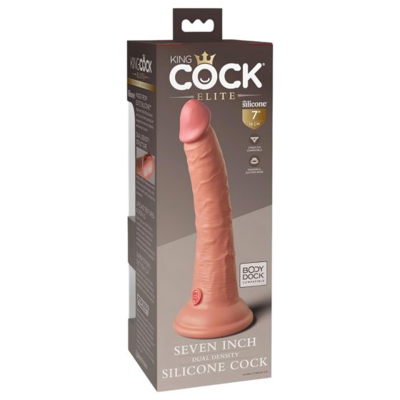 King Cock Elite 7- upínací, realistický vibrátor (18 cm) - prírodný