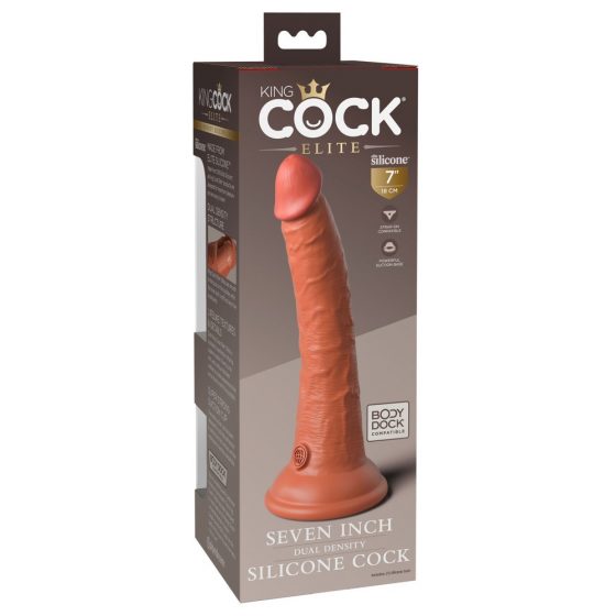 King Cock Elite 7- upínateľné, realistické dildo (18 cm) - tmavé prírodné