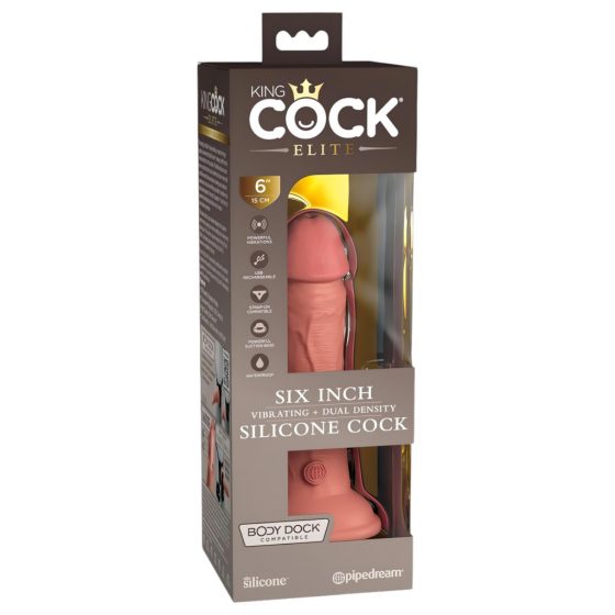 King Cock Elite 6 - realistické dildo (15 cm) - tmavé prírodné