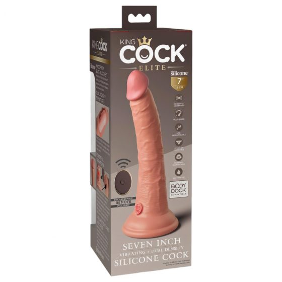 King Cock Elite 7 - rádiom riadený, realistický vibrátor (18 cm) - prírodný